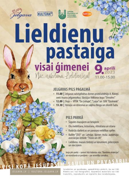 9. aprīlī Jelgavas pils parkā Lieldienu pastaiga visai ģimenei